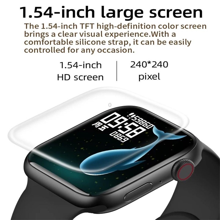 T500 Plus 1.44 inch Color Screen Smart Watch,Support Heart Rate Monitoring/Blood Pressure Monitoring(Black)
