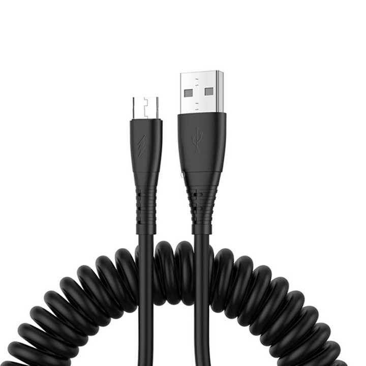 USB to Micro USB 1.5m Spring Telescopic Mobile Phone Fast Charging Data Cable