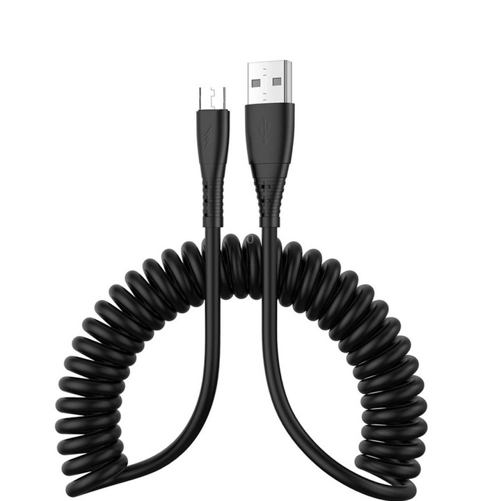 USB to Micro USB 1.5m Spring Telescopic Mobile Phone Fast Charging Data Cable