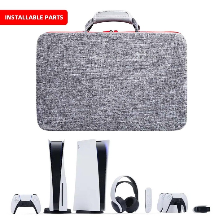 JD-371556 Console Accessory Bag Storage Bag for Sony PS5(Gray)
