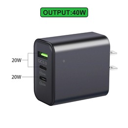 40W Dual PD + QC3.0 Ports Travel Charger for Mobile Phone Tablet(White EU Plug)