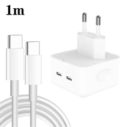 PD 35W Dual USB-C / Type-C Ports Charger with 1m Type-C to Type-C Data Cable, EU Plug