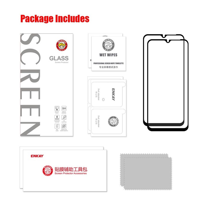 2 PCS For Samsung Galaxy M13 4G / F13 4G ENKAY Hat-Prince Full Glue 0.26mm 9H 2.5D Tempered Glass Full Film