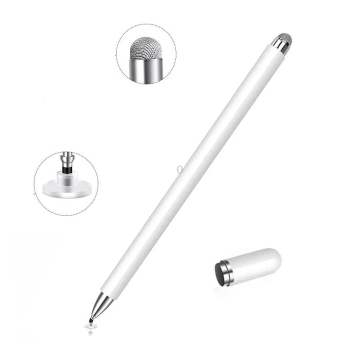 AT-30 2-in-1 Silicone Sucker + Conductive Cloth Head Handwriting Touch Screen Pen Mobile Phone Passive Capacitive Pen(White)