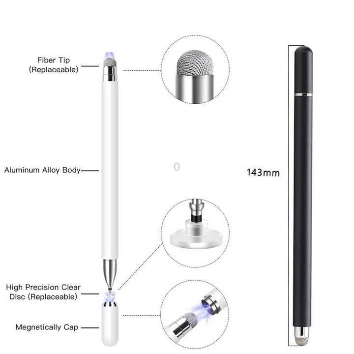 AT-30 2-in-1 Silicone Sucker + Conductive Cloth Head Handwriting Touch Screen Pen Mobile Phone Passive Capacitive Pen(White)