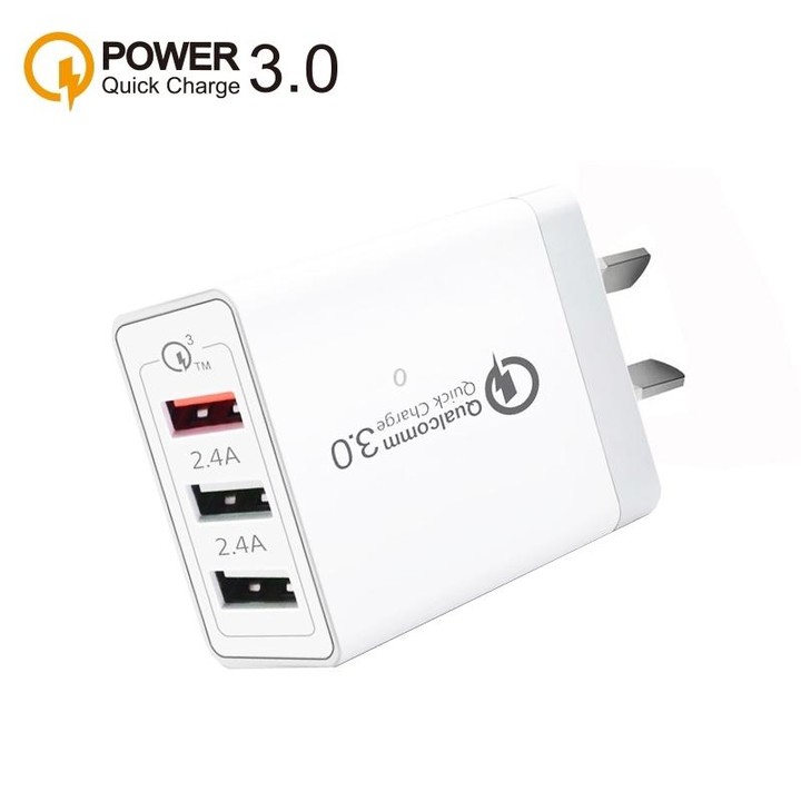 SDC-30W QC3.0 USB + 2 x USB2.0 Port Quick Charger with USB to Type-C Cable, AU Plug