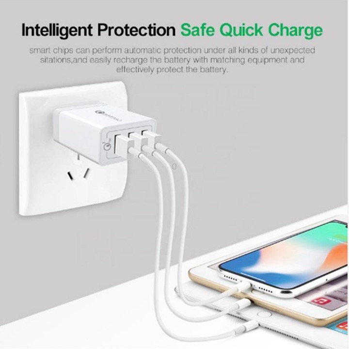 SDC-30W QC3.0 USB + 2 x USB2.0 Port Quick Charger with USB to Micro USB Cable, AU Plug