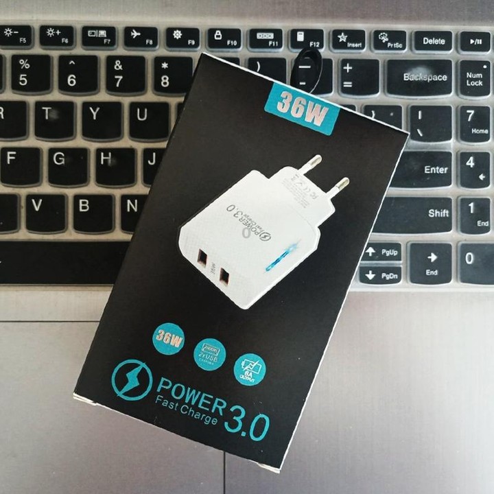 36W Dual Port QC3.0 USB Charger with 3A USB to Micro USB Data Cable, EU Plug(Black)
