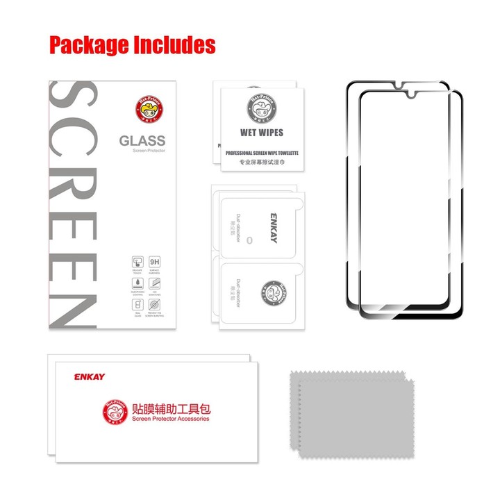 For Samsung Galaxy A04 / A04s 2pcs ENKAY Full Glue 0.26mm 9H 2.5D Tempered Glass Full Film