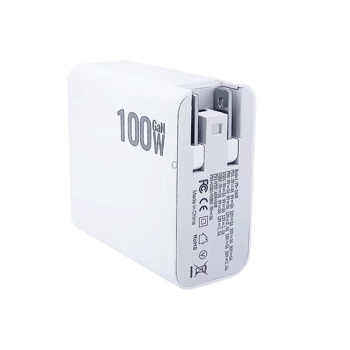 GaN 100W Dual USB + Dual USB-C/Type-C Multi Port Charger with 2m Type-C to Type-C Data Cable Set US / AU Plug