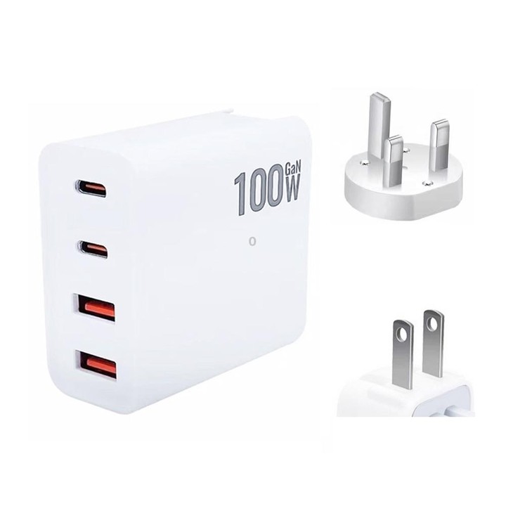 GaN 100W Dual USB+Dual USB-C/Type-C Multi Port Charger with 1.8m Type-C to MagSafe 1 / L Header Data Cable US / UK Plug