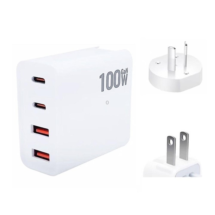 GaN 100W Dual USB+Dual USB-C/Type-C Multi Port Charger with 1.8m Type-C to MagSafe 1 / L Header Data Cable US / AU Plug