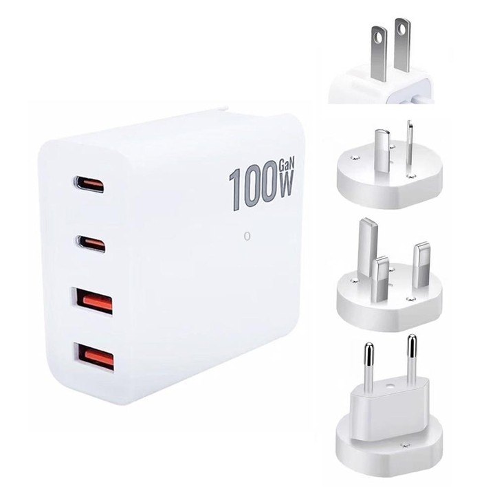 GaN 100W Dual USB+Dual USB-C/Type-C Multi Port Charger with 1.8m Type-C to MagSafe 1 / L Header Data Cable US / EU / UK / AU Plu