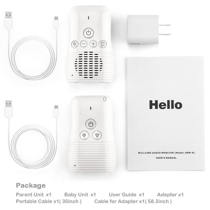 DBM-8 Wireless Audio Two-way Talk Back Baby Monitor, Intercom Sound Alert for Infant(US Plug)