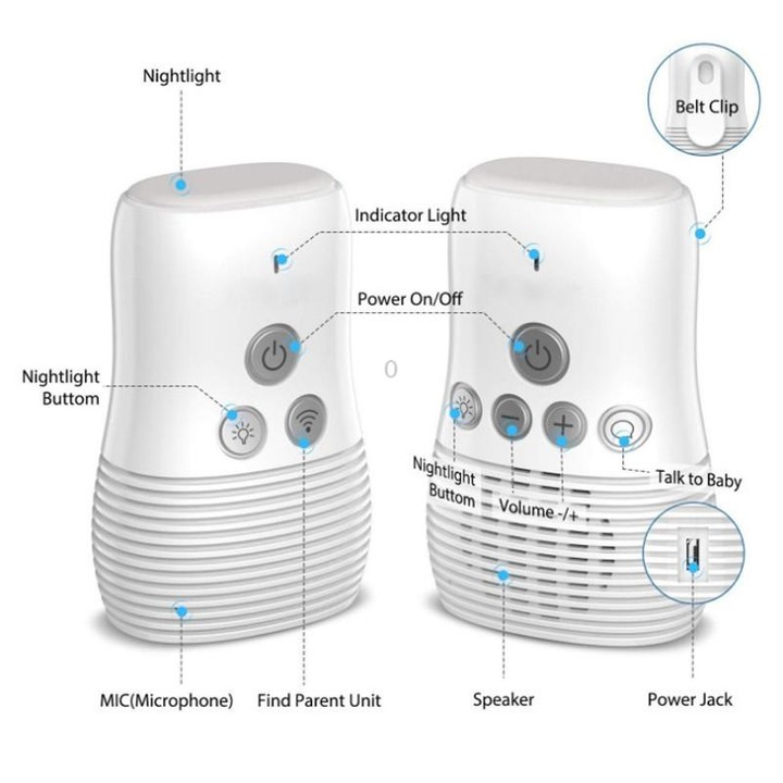 DBM-8 Wireless Audio Two-way Talk Back Baby Monitor, Intercom Sound Alert for Infant(UK Plug)