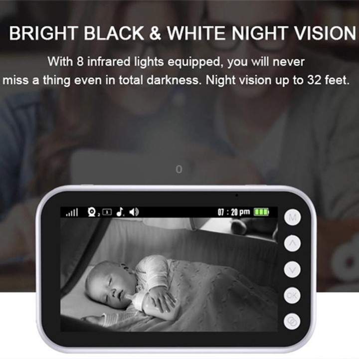 ABM100 4.3 inch Wireless Video Color Night Vision Baby Monitor 360-Degree Security Camera(UK Plug)