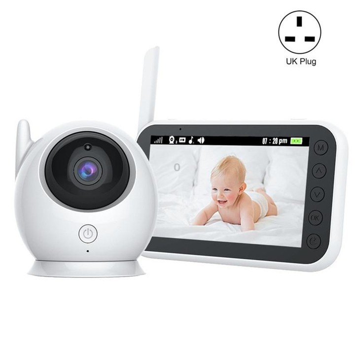 ABM100 4.3 inch Wireless Video Color Night Vision Baby Monitor 360-Degree Security Camera(UK Plug)