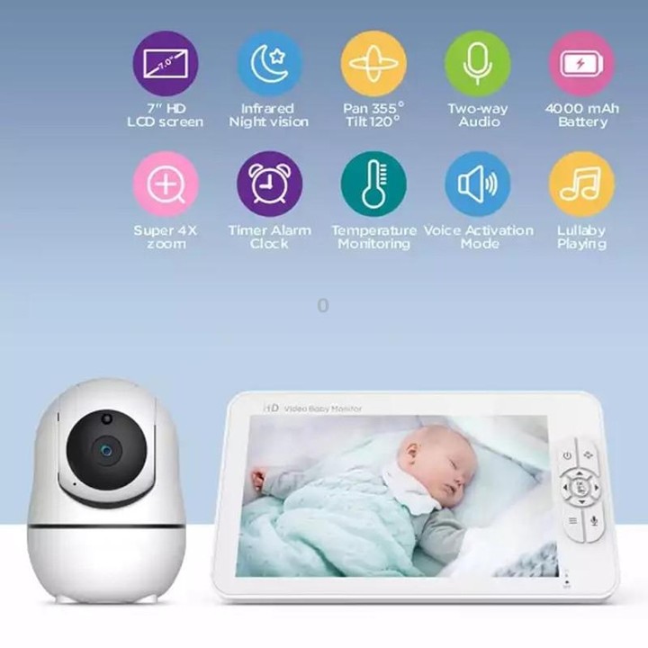 SM70PTZ 7 inch Screen 2.4GHz Wireless Digital Baby Monitor, Auto Night Vision / Two-way Voice Intercom(AU Plug)