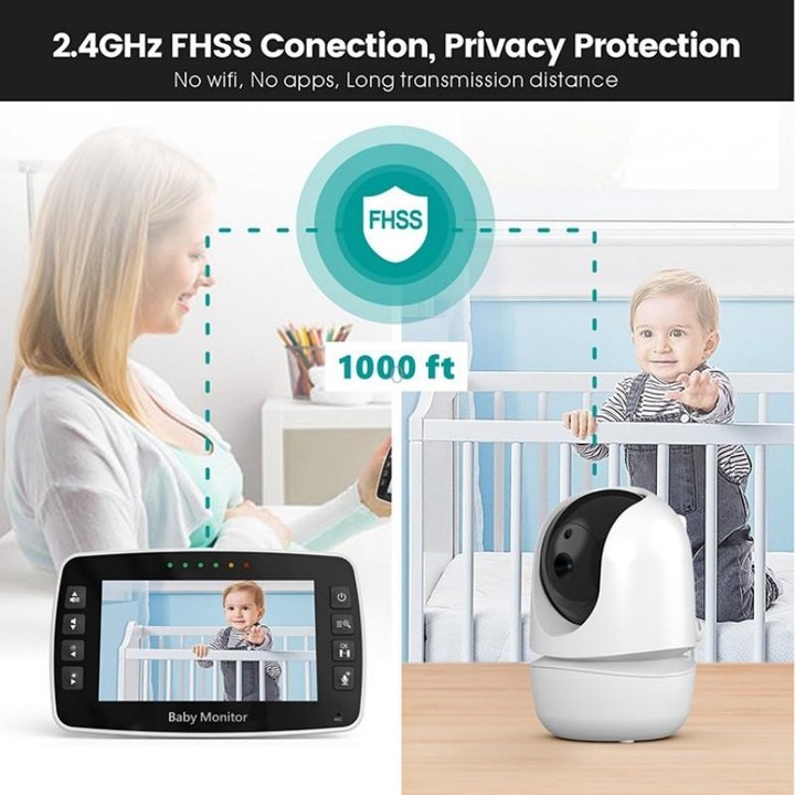 SM43A 4.3inch Color Display Night Vision Smart Zoom Baby Monitor Camera(EU Plug)