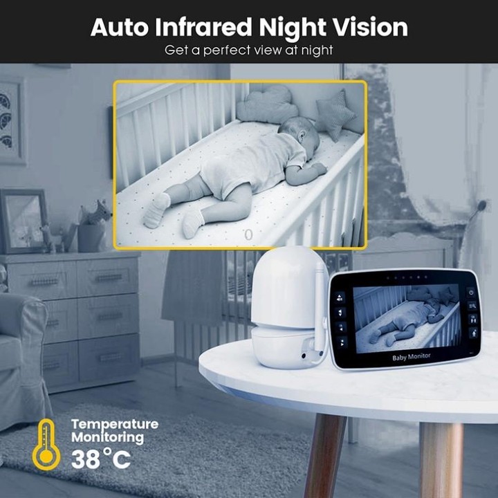 SM43A 4.3inch Color Display Night Vision Smart Zoom Baby Monitor Camera(UK Plug)
