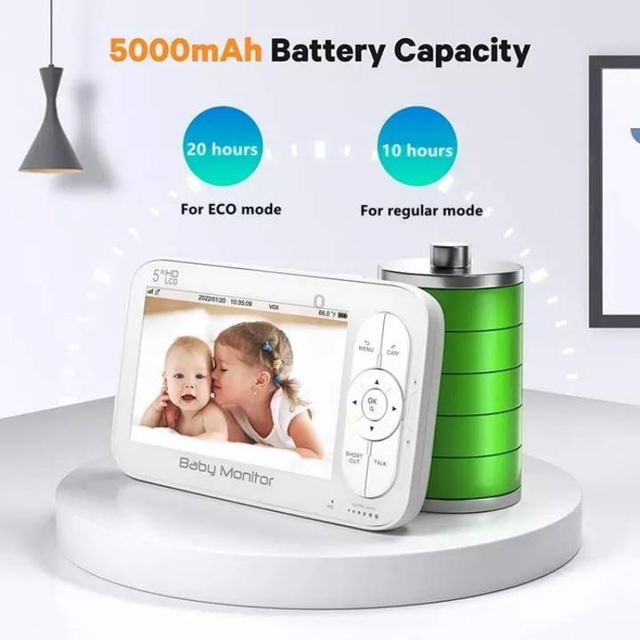 DY55A Built-in Lullabies Video Babyphone 5 inch Screen Digital Wireless Baby Monitor Camera(US Plug)