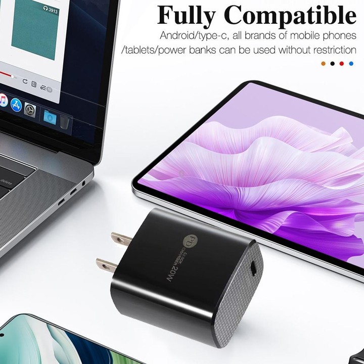 PD11 Single PD3.0 USB-C / Type-C 20W Fast Charger with 1m Type-C to Type-C Data Cable, US Plug(Black)
