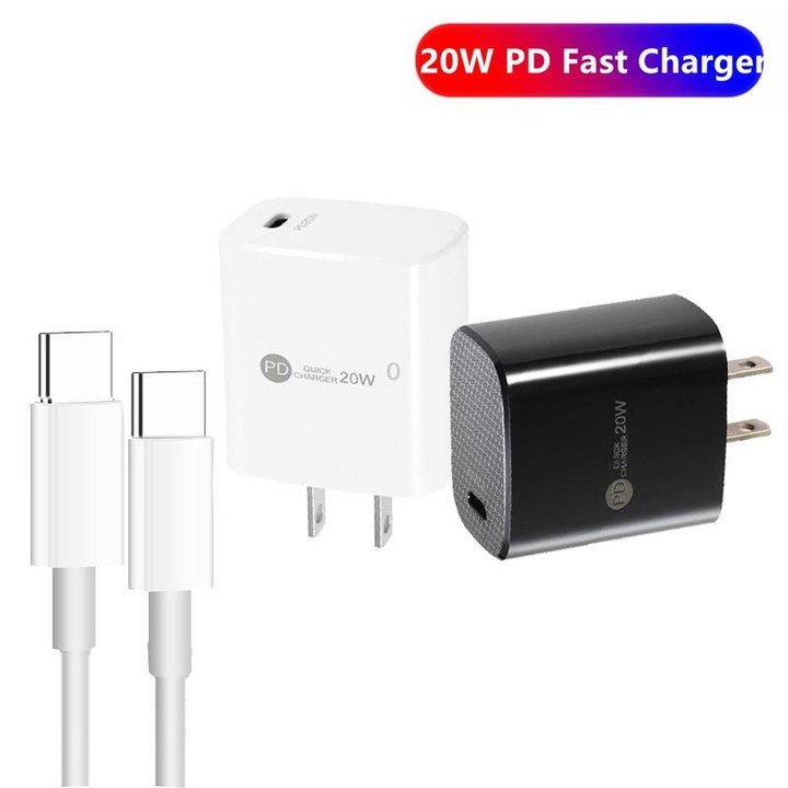 PD11 Single PD3.0 USB-C / Type-C 20W Fast Charger with 1m Type-C to Type-C Data Cable, US Plug(White)