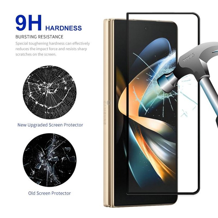5pcs For Samsung Galaxy Z Fold4 5G ENKAY Hat-Prince Full Glue 0.26mm 9H 2.5D Tempered Glass Full Film