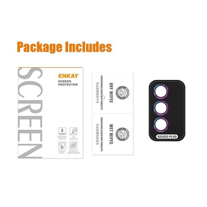 For Samsung Galaxy S23 5G / S23+ 5G ENKAY Hat-Prince 9H Rear Camera Lens Aluminium Alloy + Tempered Glass Full Coverage Protecto