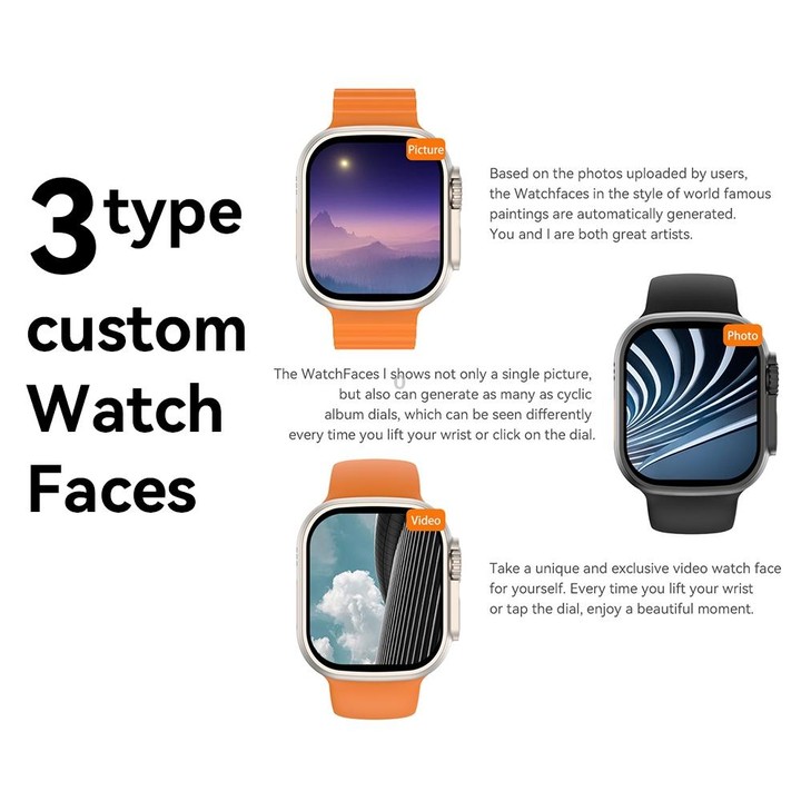 Ultra9 2.1 inch Color Screen Smart Watch,Support Heart Rate Monitoring / Blood Pressure Monitoring(Orange)