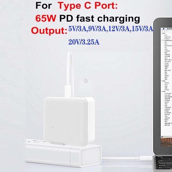 GaN 130W 4-Port USB-C PD65W / PD30W Multi Port Type-C Charger with 1.8m Type-C to MagSafe 2 / T Header Data Cable US / UK Plug