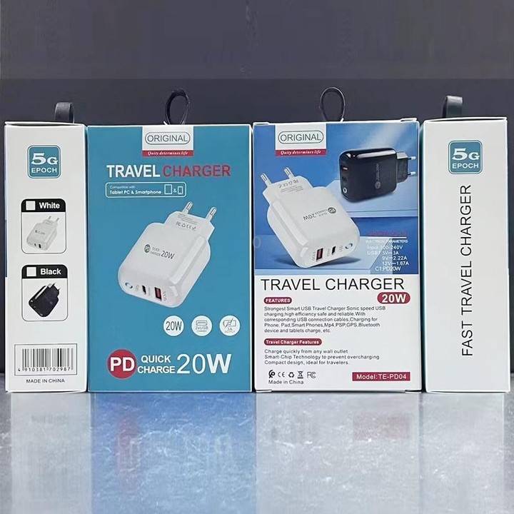 PD04 Type-C + USB Mobile Phone Charger with Type-C to Type-C Cable, EU Plug(White)
