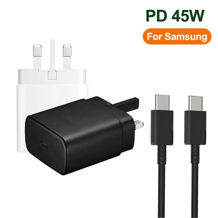 M135 45W USB-C / Type-C Port Fast Charger with 5A Type-C to Type-C Cable, UK Plug(Black)