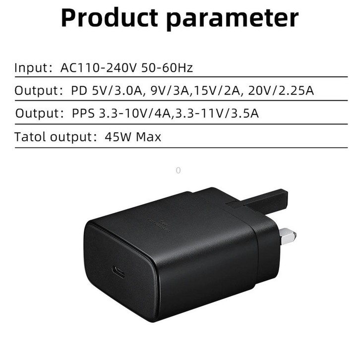 M135 45W USB-C / Type-C Port Fast Charger with 5A Type-C to Type-C Cable, UK Plug(Black)