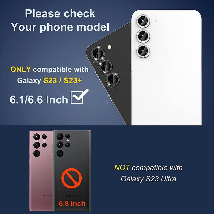 For Samsung Galaxy S23 5G / S23+ 5G ENKAY 9H Rear Camera Lens Glitter Aluminium Alloy Ring Tempered Glass Film(Black)