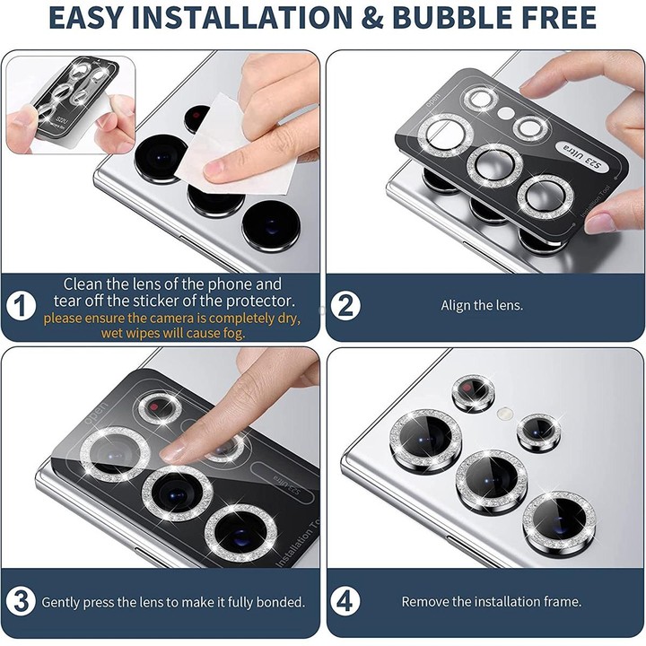 For Samsung Galaxy S23 5G / S23+ 5G ENKAY 9H Rear Camera Lens Glitter Aluminium Alloy Ring Tempered Glass Film(Silver)