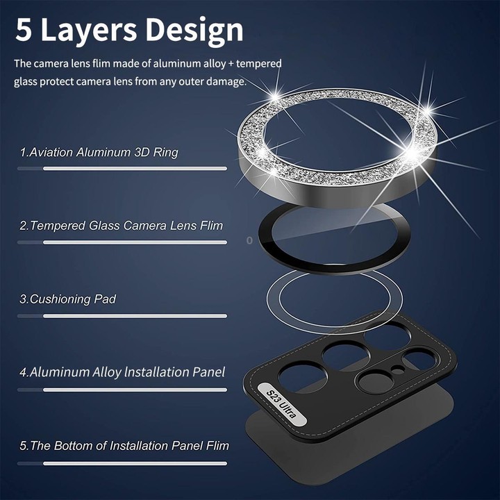 For Samsung Galaxy S23 5G / S23+ 5G ENKAY 9H Rear Camera Lens Glitter Aluminium Alloy Ring Tempered Glass Film(Colorful)