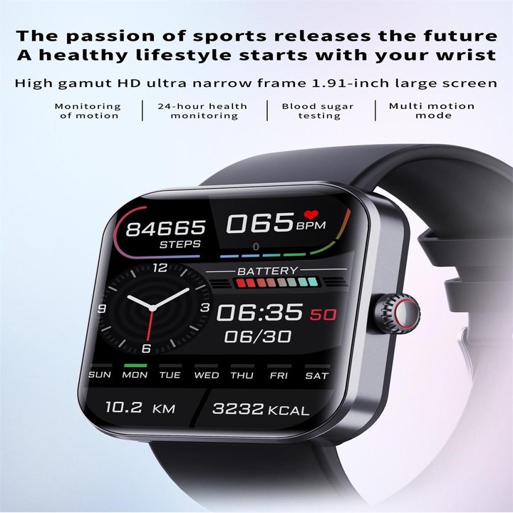 F57L 1.91 inch Color Screen Smart Watch,Support Heart Rate Monitoring / Blood Pressure Monitoring(Black)
