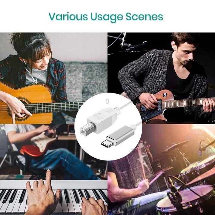 3.3ft USB-C / Type-C to USB-B MIDI Adapter Cable for Samsung / Huawei Laptop / MIDI Keyboard / Audio Interface Recording