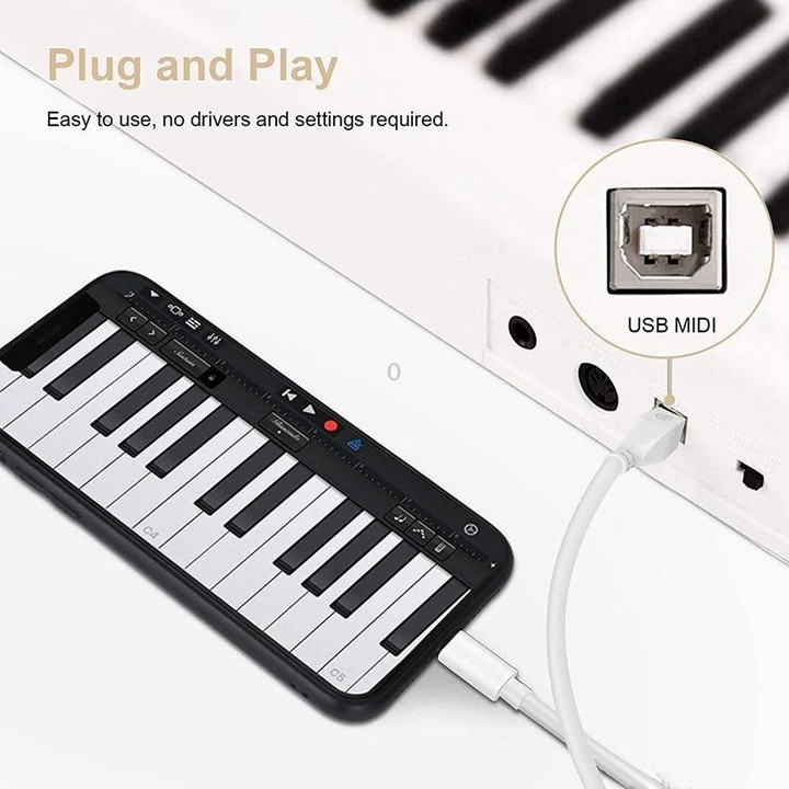 3.3ft USB-C / Type-C to USB-B MIDI Adapter Cable for Samsung / Huawei Laptop / MIDI Keyboard / Audio Interface Recording