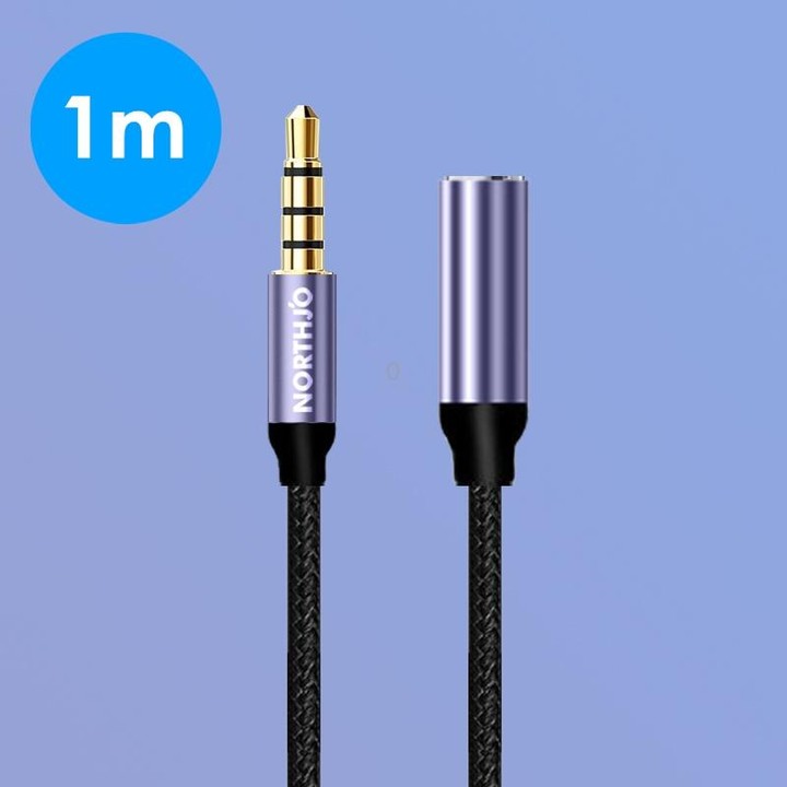 NORTHJO MTF0401 4 Pole 3.5mm Male to Female Stereo Audio Adapter Cable, Length:1m