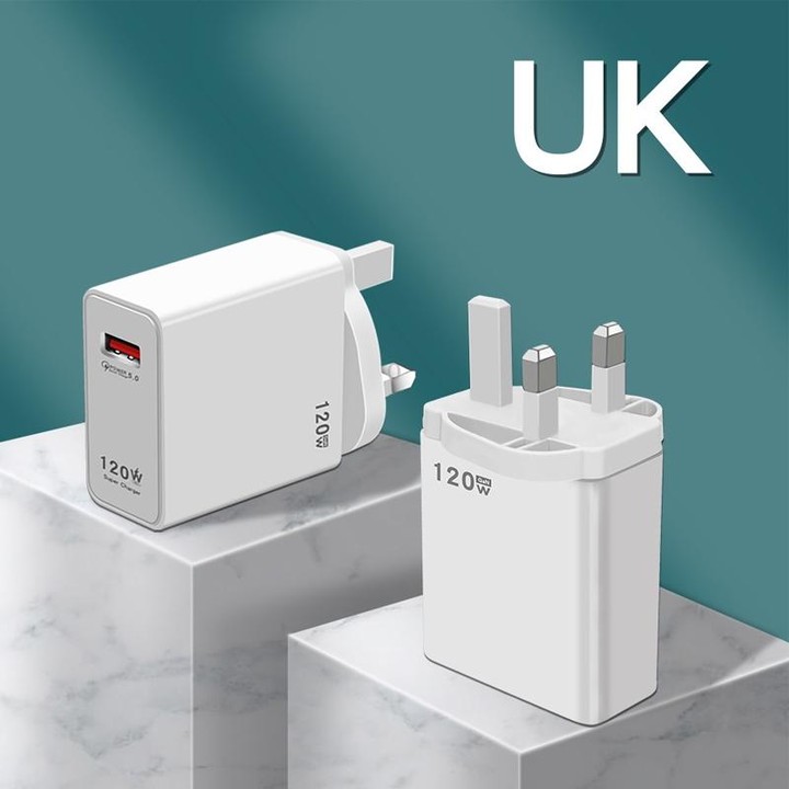 120W USB Super Fast Charging Charger, Plug Size:UK Plug