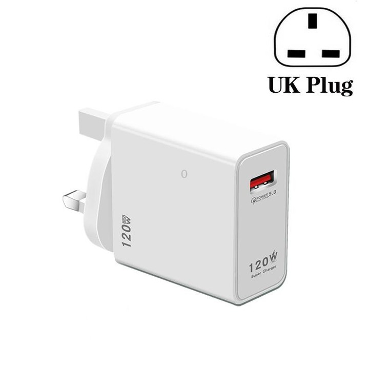 120W USB Super Fast Charging Charger, Plug Size:UK Plug