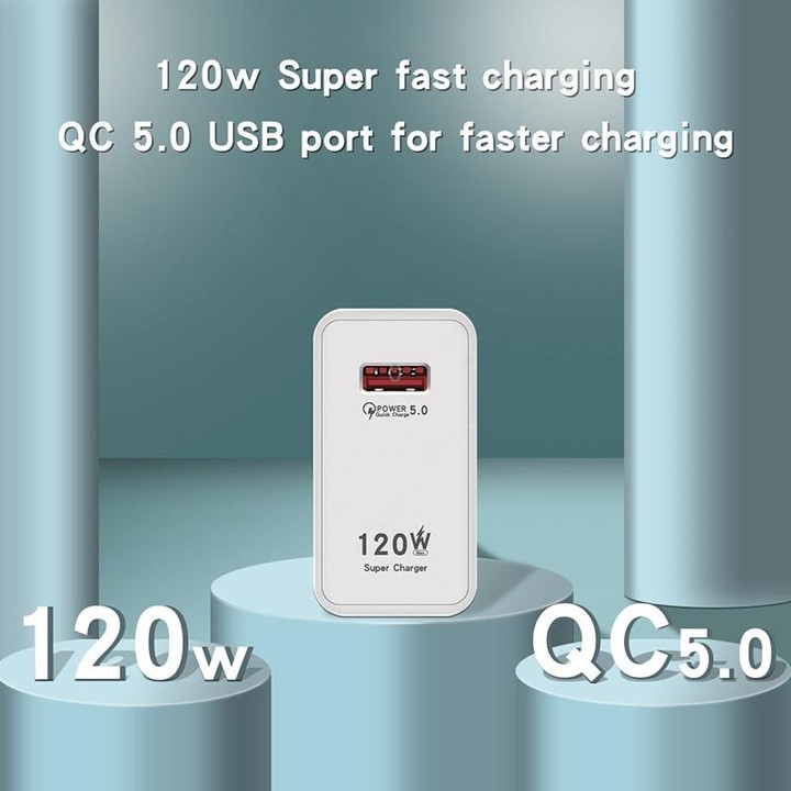 120W USB Super Fast Charging Charger, Plug Size:UK Plug