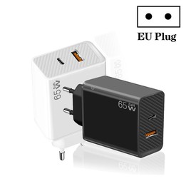 GaN PD48W Type-C PD3.0 + USB3.0 Notebook Adapter for MacBook Series ，EU Plug(Black)