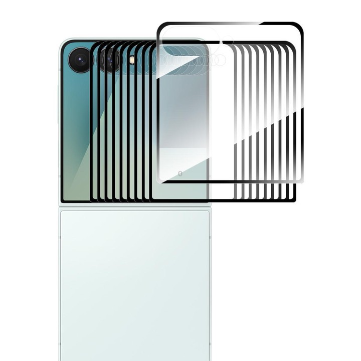 For Galaxy Z Flip7 5G Outer Screen 10pcs ENKAY Hat-Prince Full Glue High Aluminum-silicon Tempered Glass Film