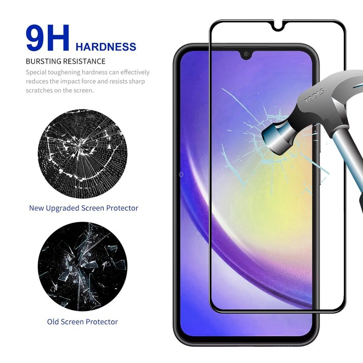 For Samsung Galaxy A25 2pcs ENKAY Hat-Prince Full Glue High Aluminum-silicon Tempered Glass Film