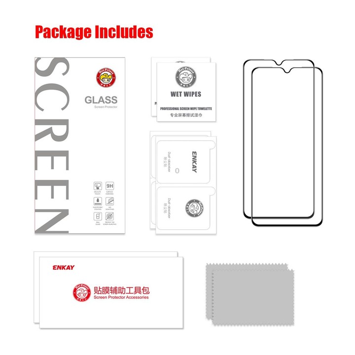 For Samsung Galaxy M04 2pcs ENKAY Hat-Prince Full Glue High Aluminum-silicon Tempered Glass Film