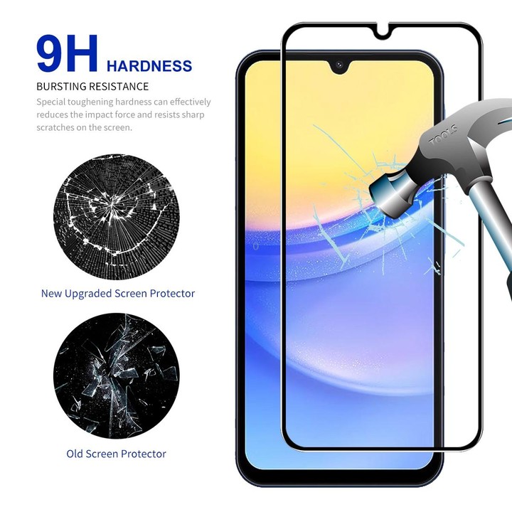 For Samsung Galaxy A15 4G / 5G 2pcs ENKAY Hat-Prince Full Glue High Aluminum-silicon Tempered Glass Film