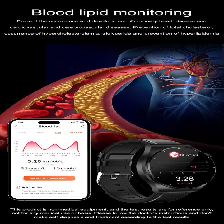 ET340 1.46 inch Color Screen Smart Leather Strap Watch,Support Blood Oxygen / Blood Glucose / Uric Acid Measurement / Blood Lipi